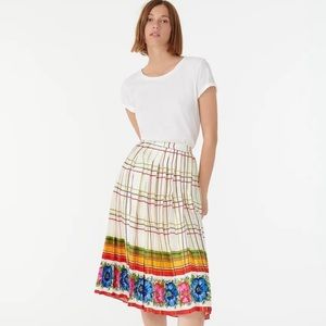 J.Crew Vintage-Inspired Plaid Floral Pleated Midi Skirt